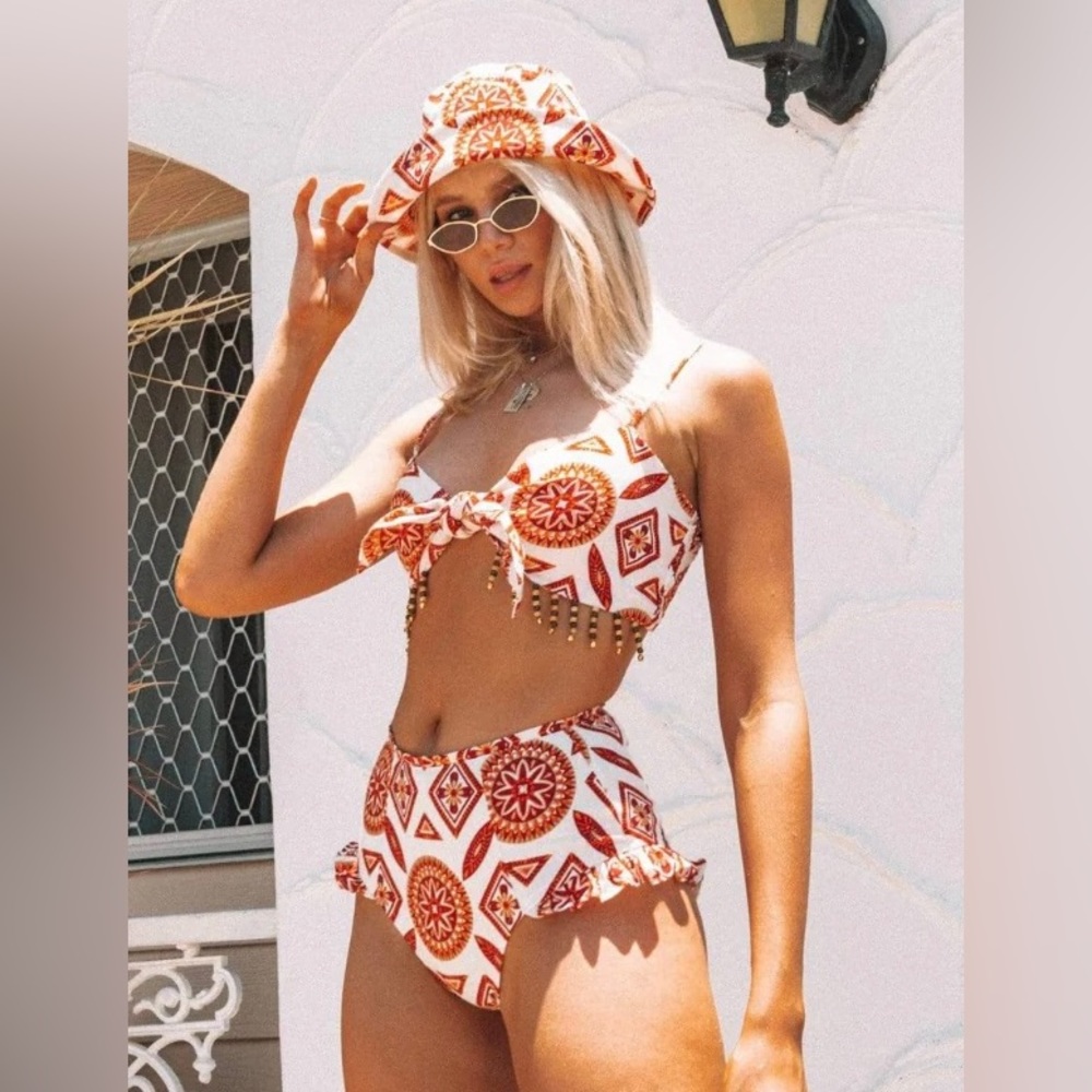 Her Pony The Label Dakota Crop Top and Bloomers Set linen